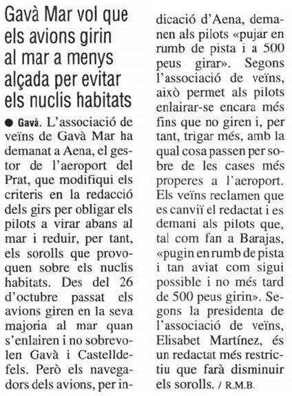 Noticia publicada en el diario EL PUNT el 25 de Enero de 2007